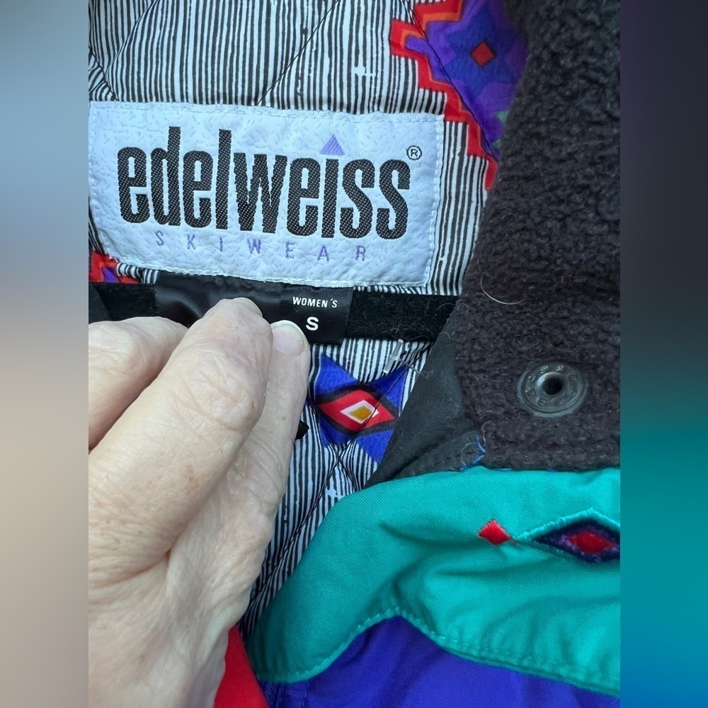 Vintage 80s 1980s Edelweiss Colorblock Ski Winter Snow Parka Jacket Coat S - Picture 5 of 10